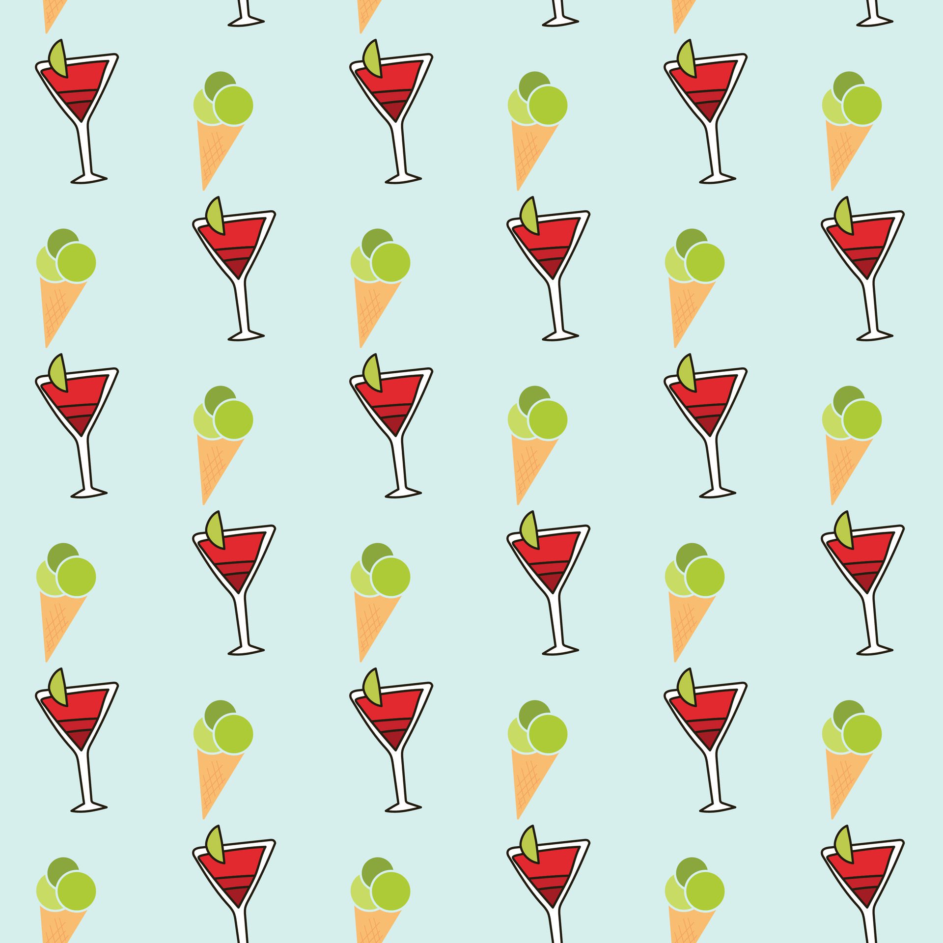 Ice Cream And Drink Seamless Pattern Design Free Vector