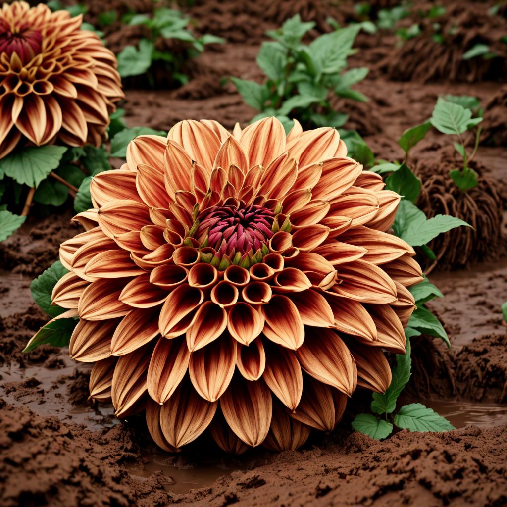 Dahlia surrounded by mud by @ai_generated