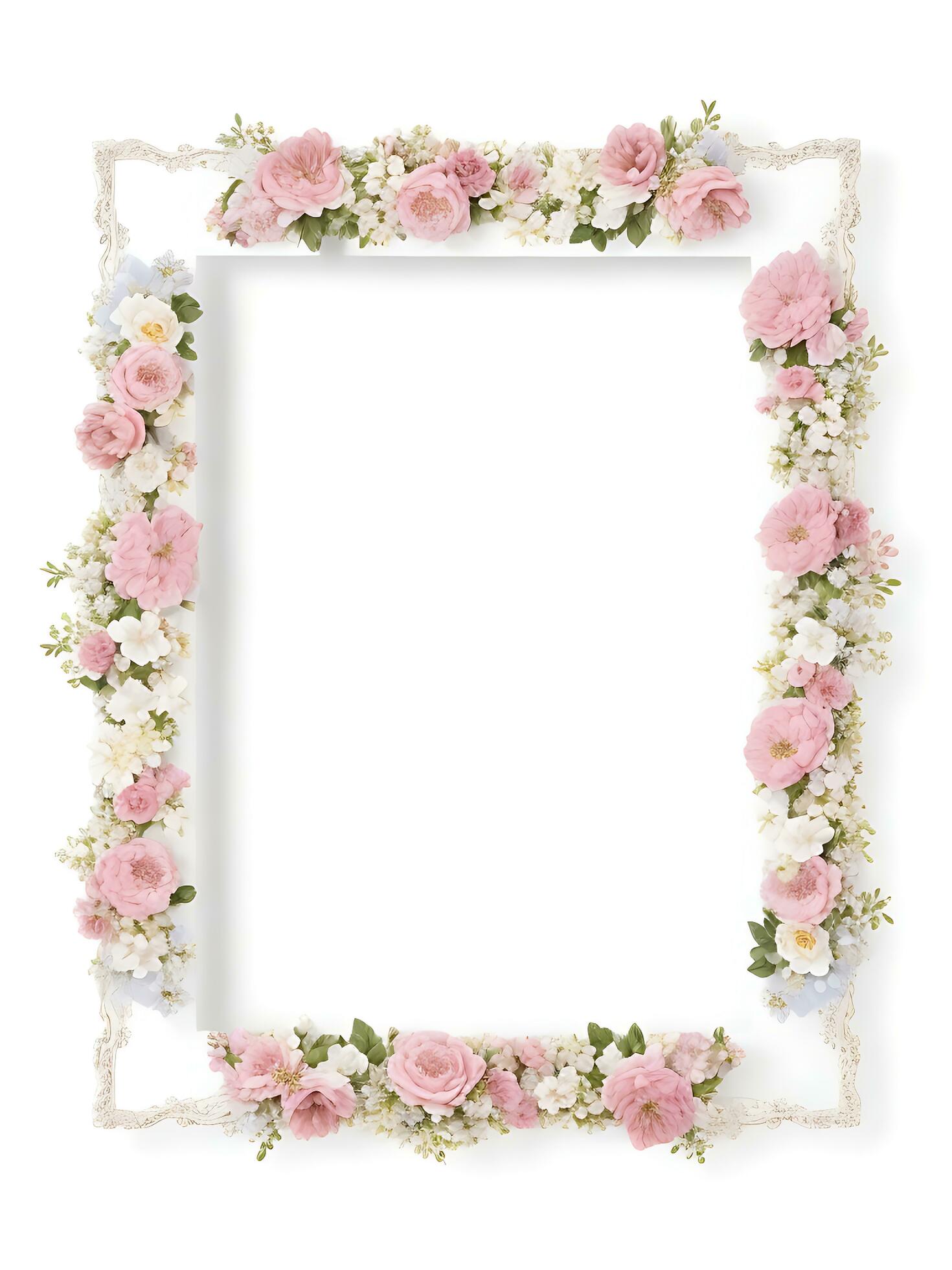 Free flower Border frame with watercolor Flower Stock Free