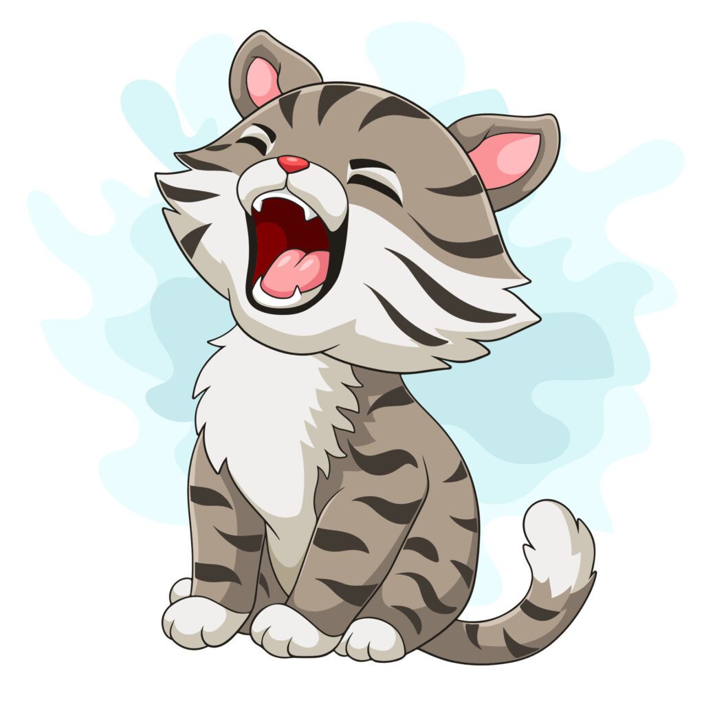 Cartoon little cat roar on white background Free Vector