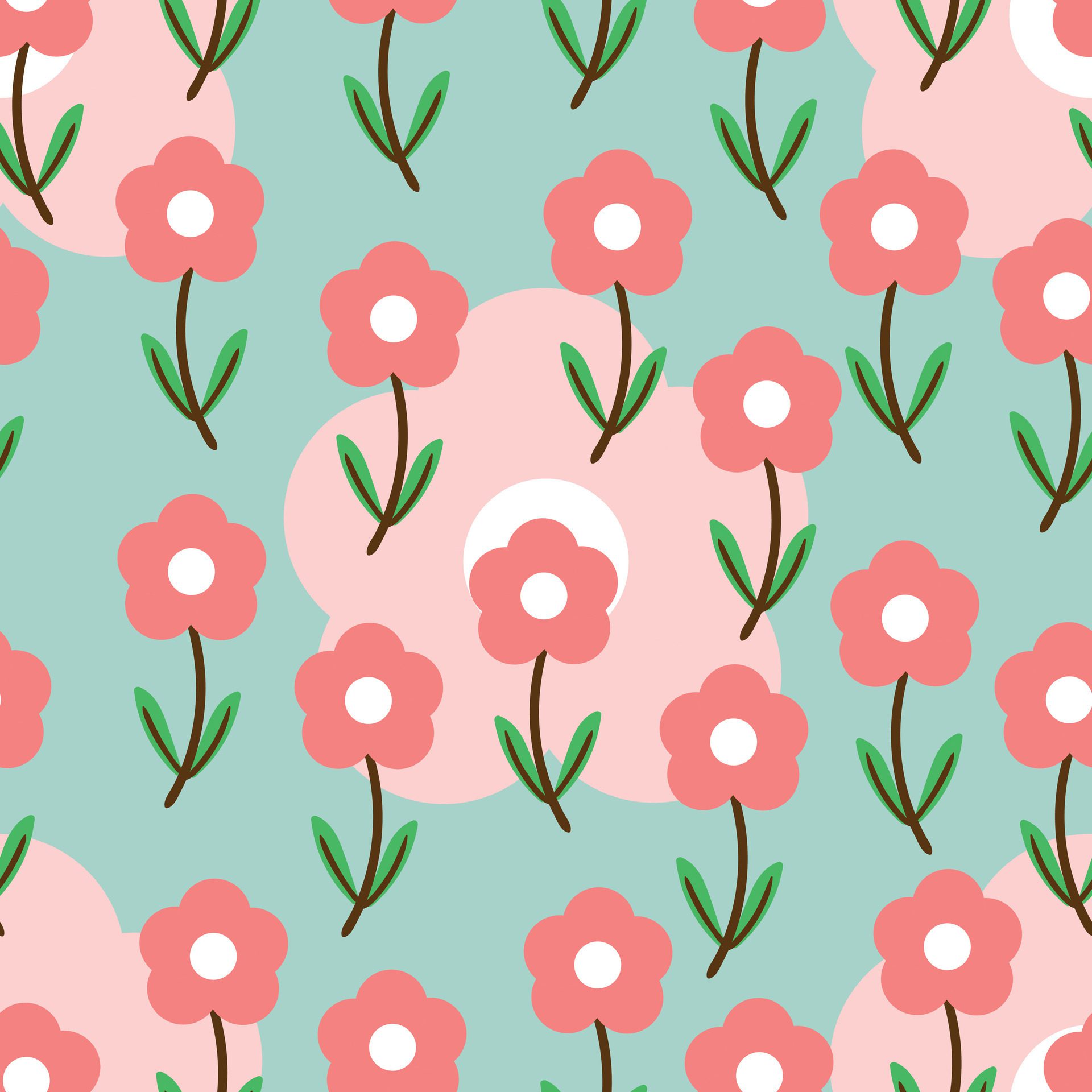 seamless pattern cartoon flower and leaves. botanical wallpaper for textile, gift wrap paper Free Vector