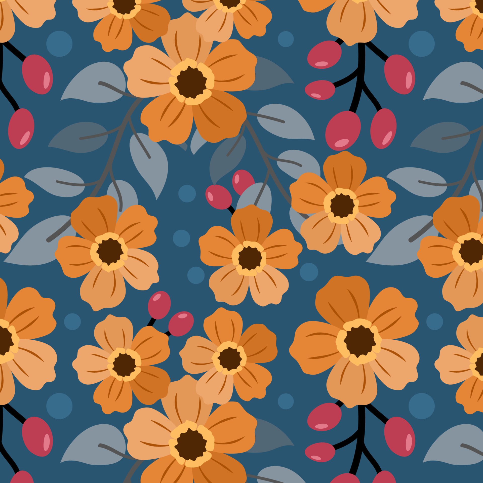 Sweet Flowers and Leave Hand Draw Seamless Pattern for Fabric Textile Wallpaper Free Vector