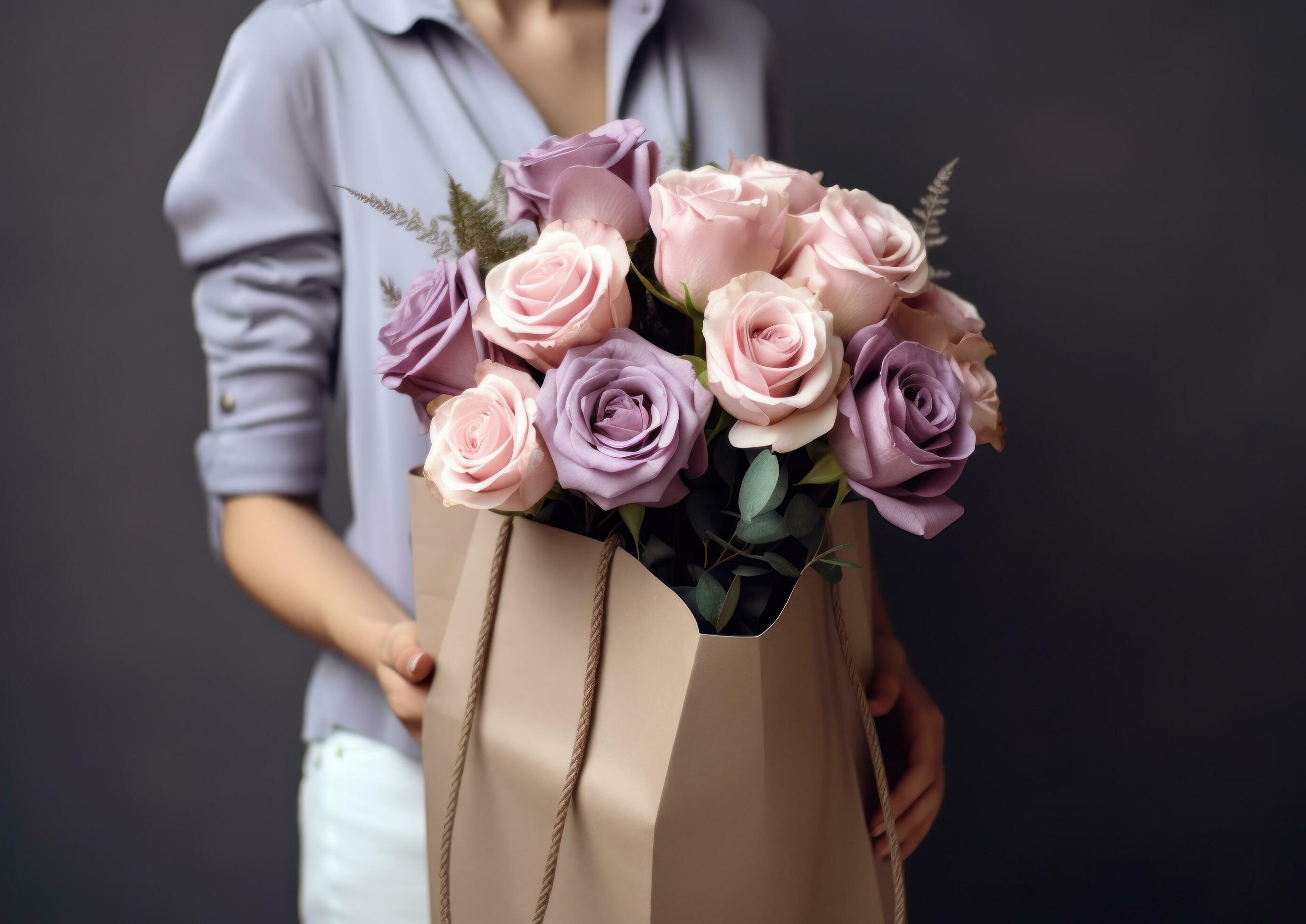 Woman holding flower bouquet Stock Free