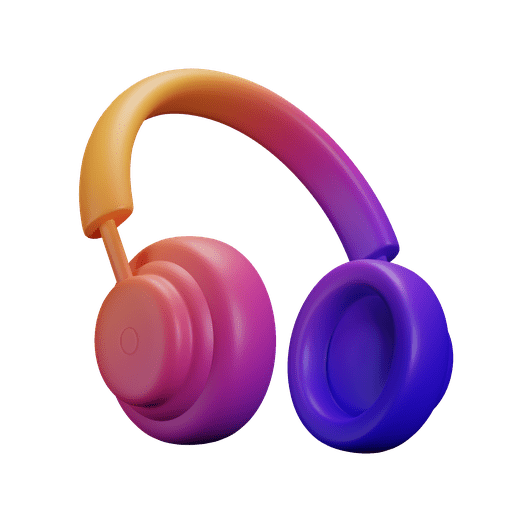 Headphone, music, headset 3D illustration