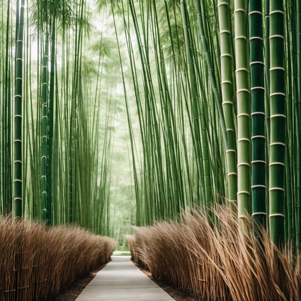 “Green bamboo, serene lighting, by @ai_generated