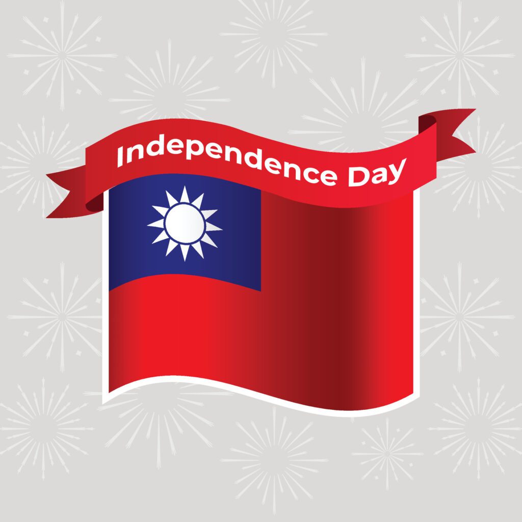 Taiwan Wavy Flag Independence Day Banner Background Free Vector