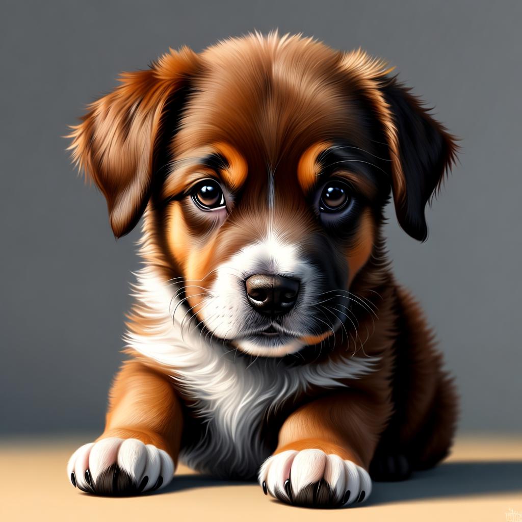 Cute puppy Digital painting,Highly by @ai_generated