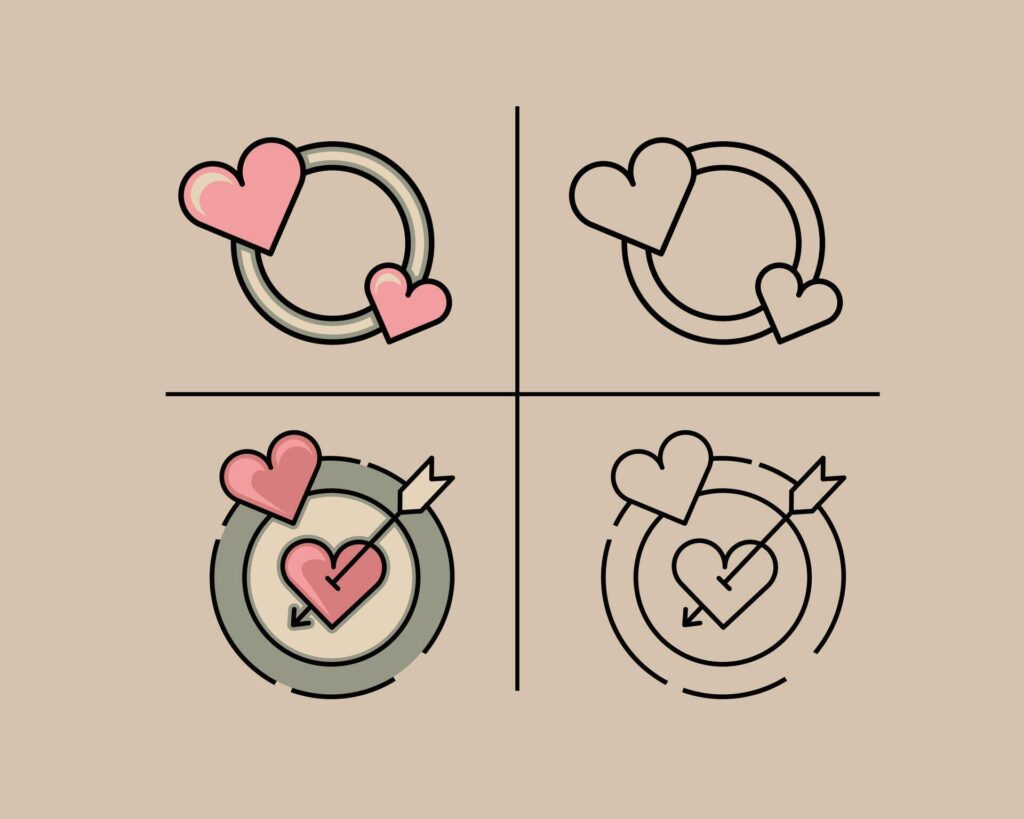 valentine icon circle aseet grpahic Stock Free