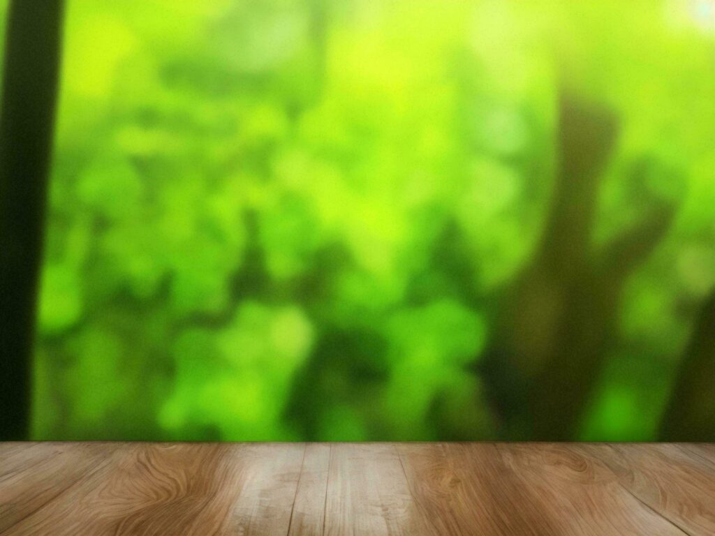 Wooden table on bamboo plant background ai generated Stock Free