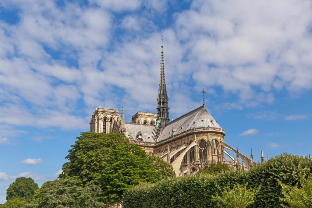 view on Notre-Dame de Paris cathedral in Paris at summer day Stock Free