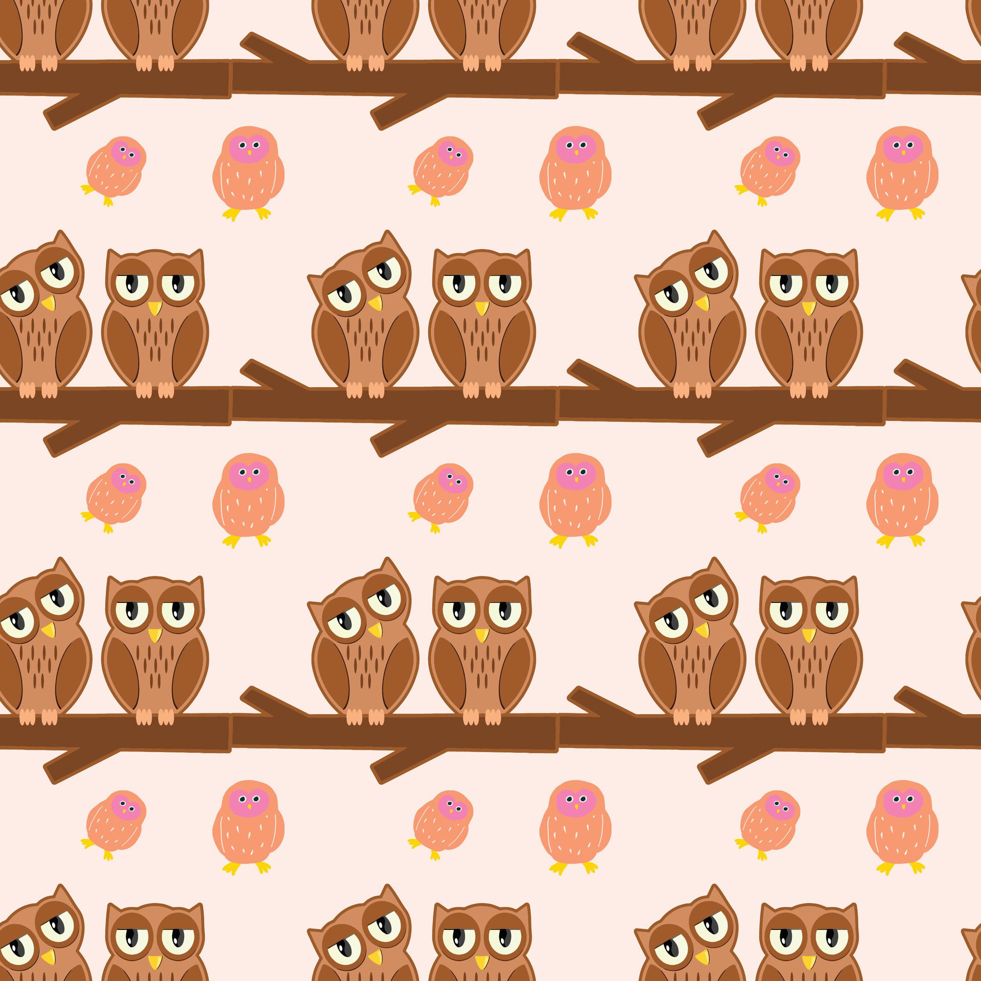 Autumn Owls Seamless Pattern Design Free Vector