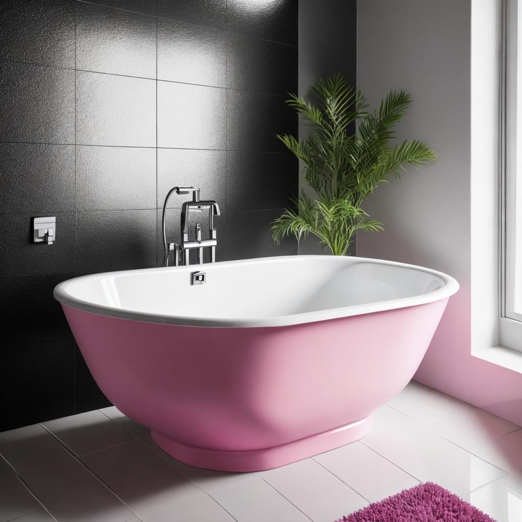 Pink bathtub in black by @ai_generated