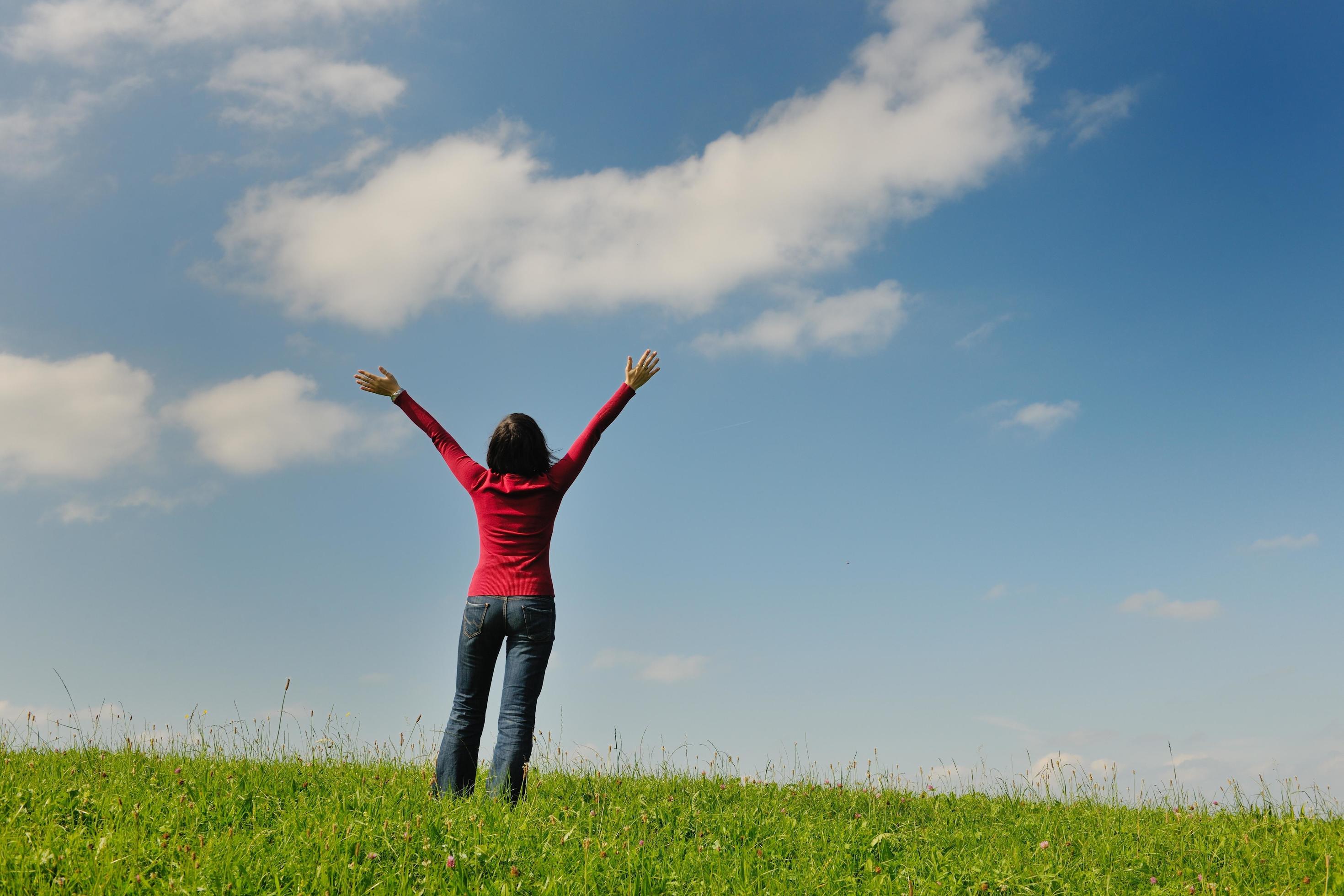 happy young woman outdoor in nature Stock Free