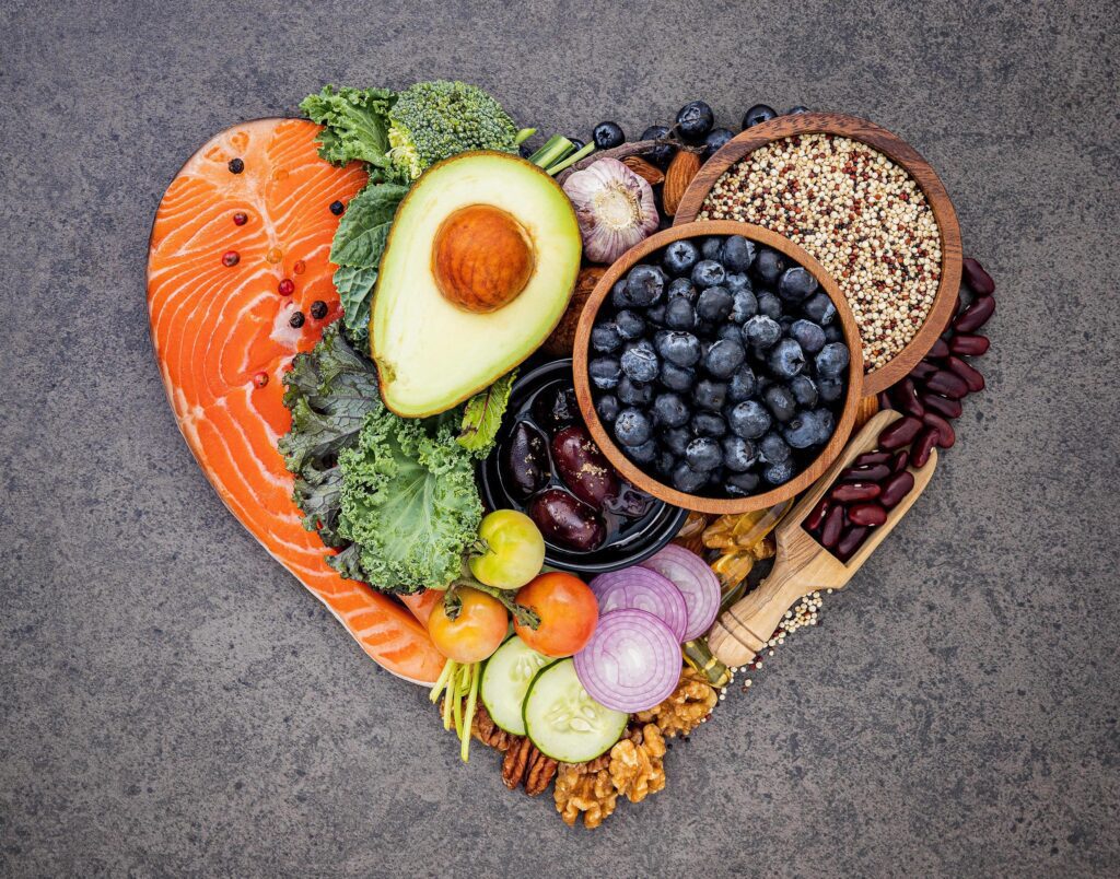 Fresh foods in a heart shape Stock Free