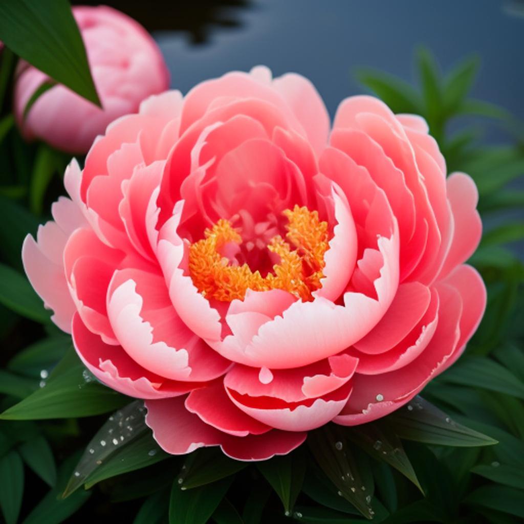 Beautiful peony coral color by @ai_generated