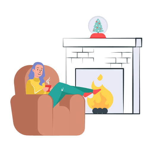 Warm, fire, fireplace illustration