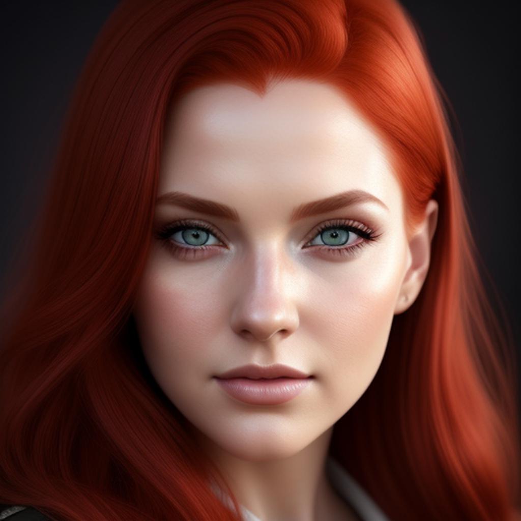 Red haired woman with by @ai_generated