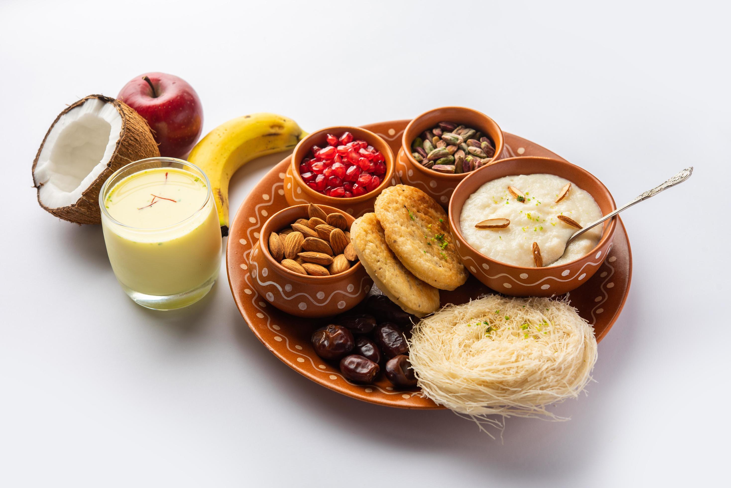 Sargi – Karwa Chauth breakfast menu before starting fasting or upwas on karva chauth, Indian food Stock Free