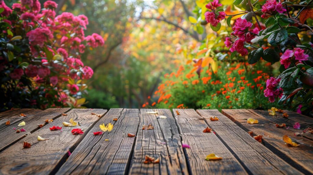 Wooden Table With Background Lights Stock Free