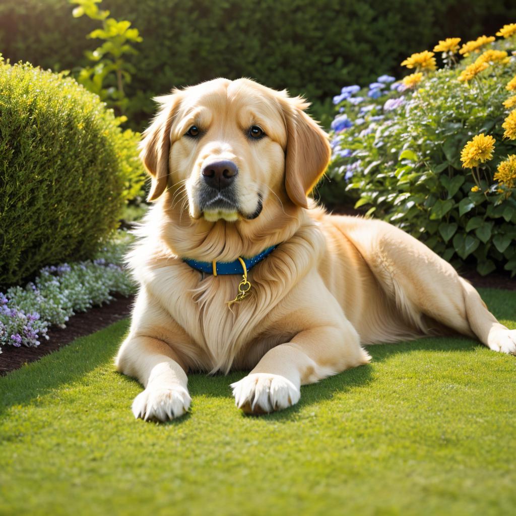 Golden retriever sentando en by @ai_generated