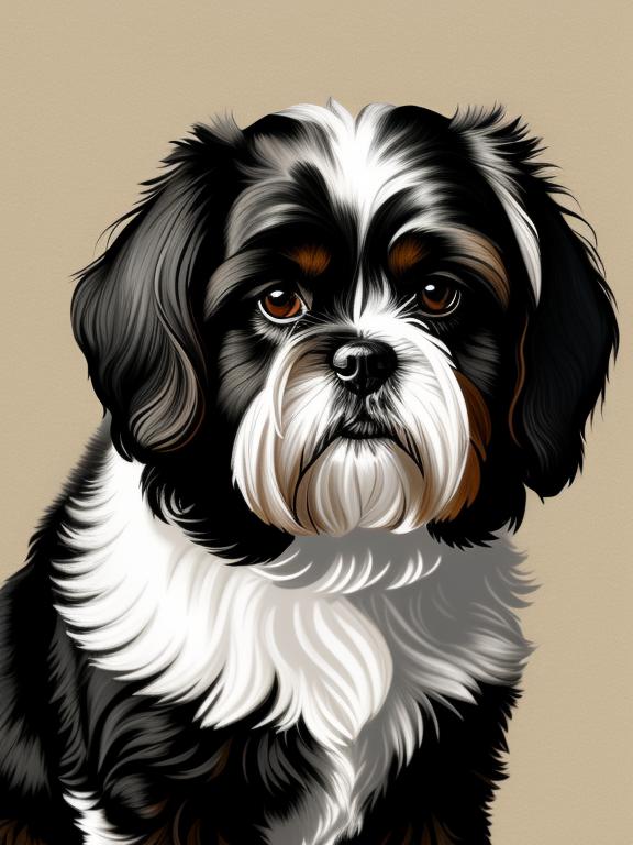 Shih tzu black white by @ai_generated