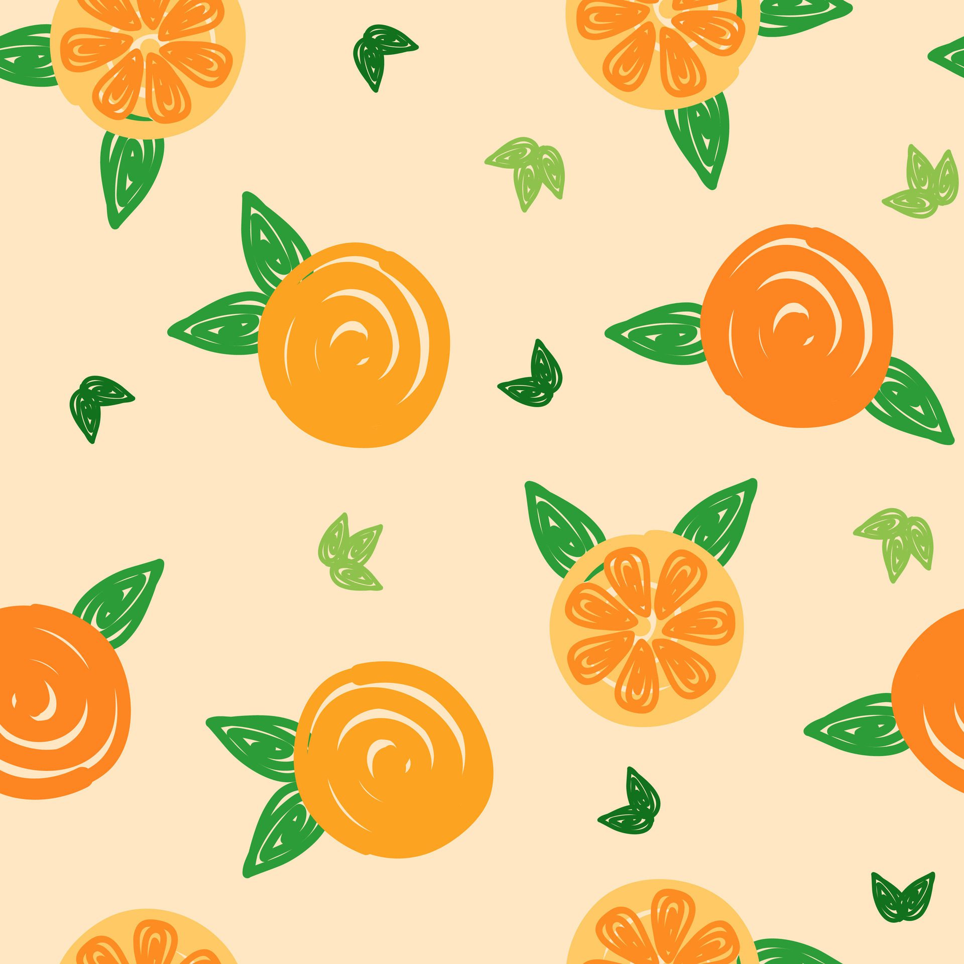 Cute Orange doodle pattern Free Vector