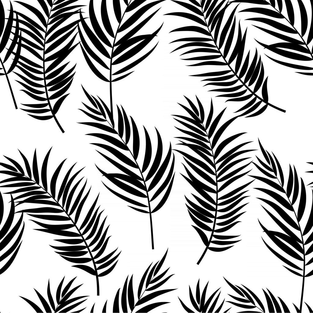 Beautiful Palm Tree Leaves Silhouette, Seamless Pattern Background Vector Illustration Free Vector