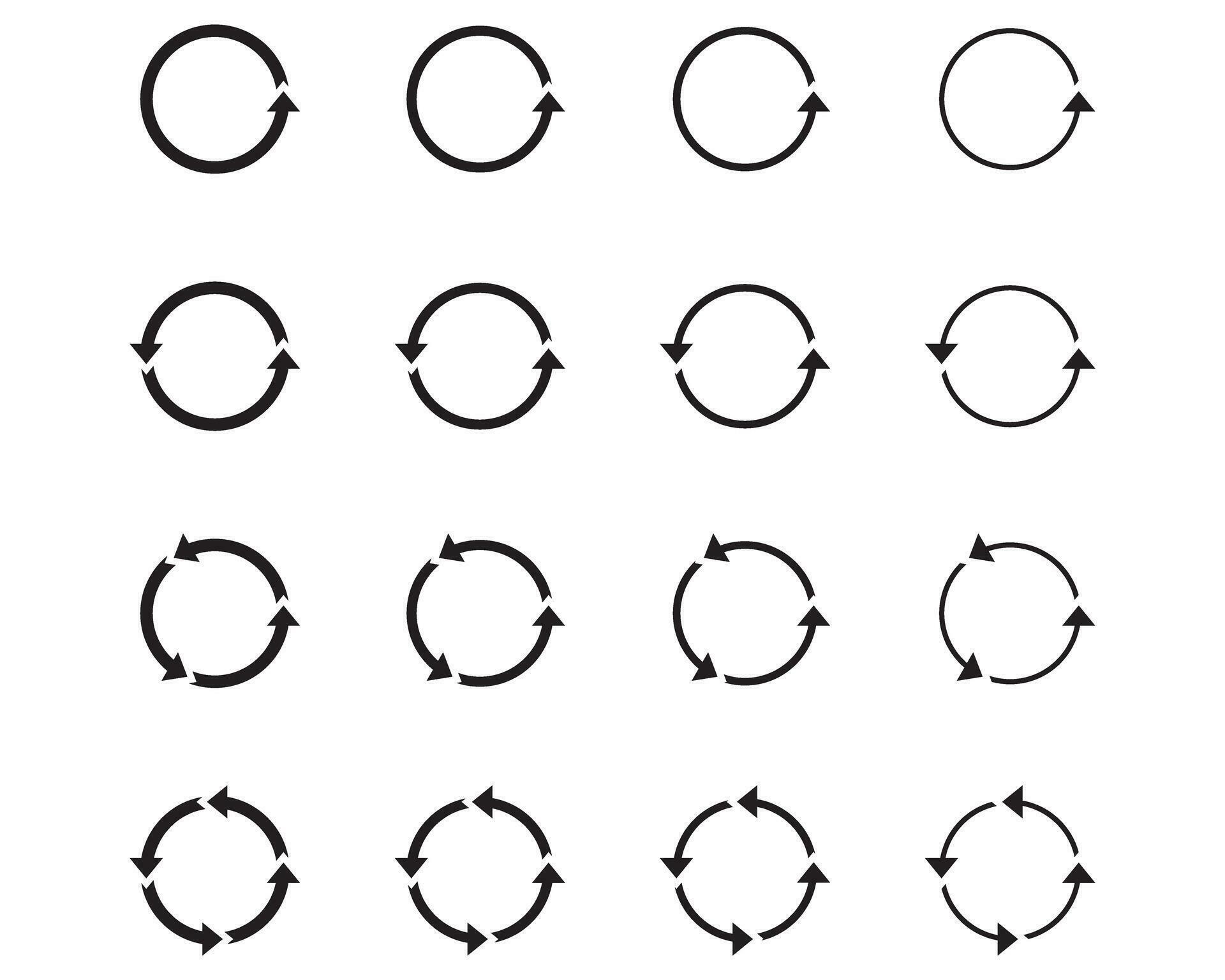 16 arrow pictogram refresh reload rotation loop sign set. Stock Free