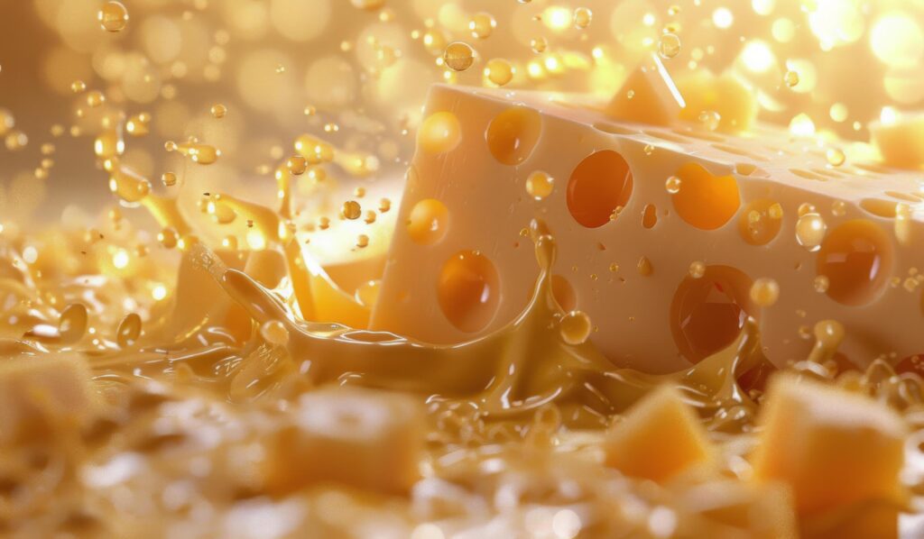 Closeup of Two Cubes of Swiss Cheese With Bokeh Background Stock Free