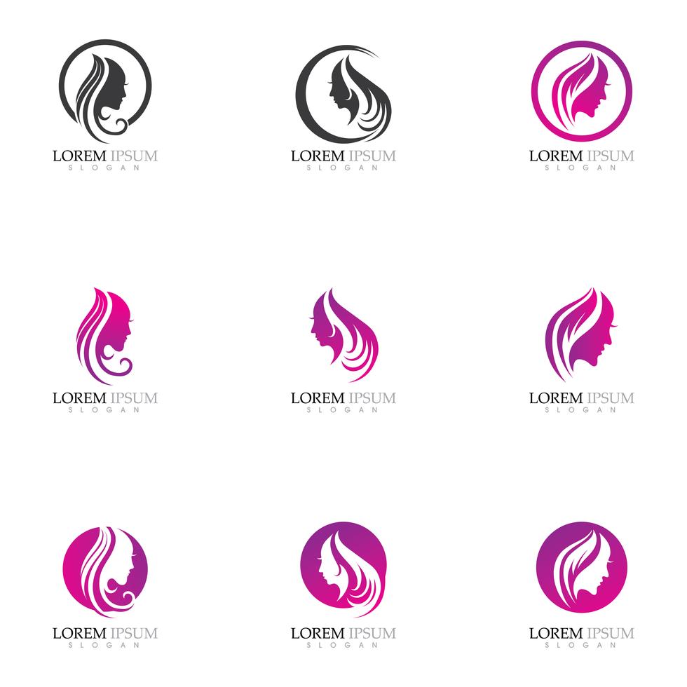 Beauty Women face silhouette character Logo Stock Free