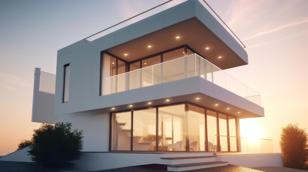 White modern villa. Illustration Stock Free