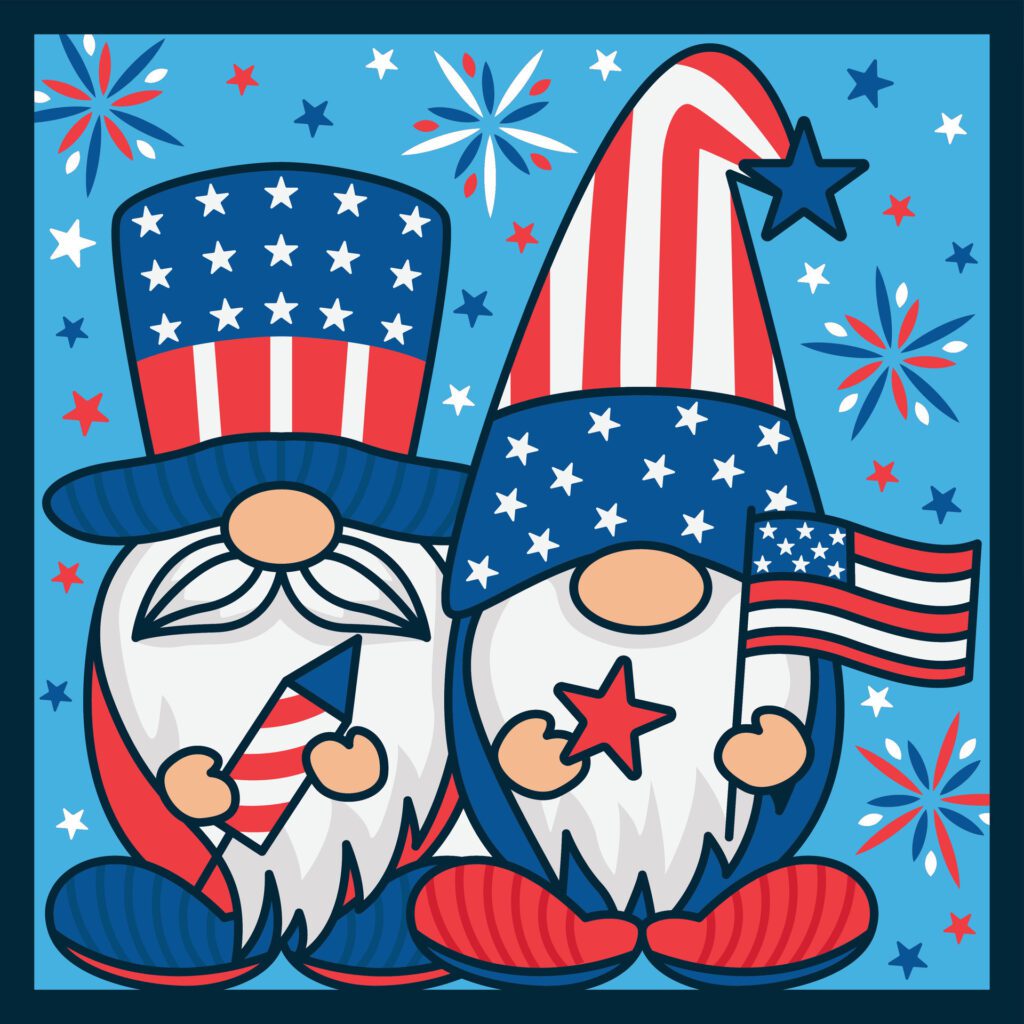 4th of July Gnome Patriotic Background Free Vector