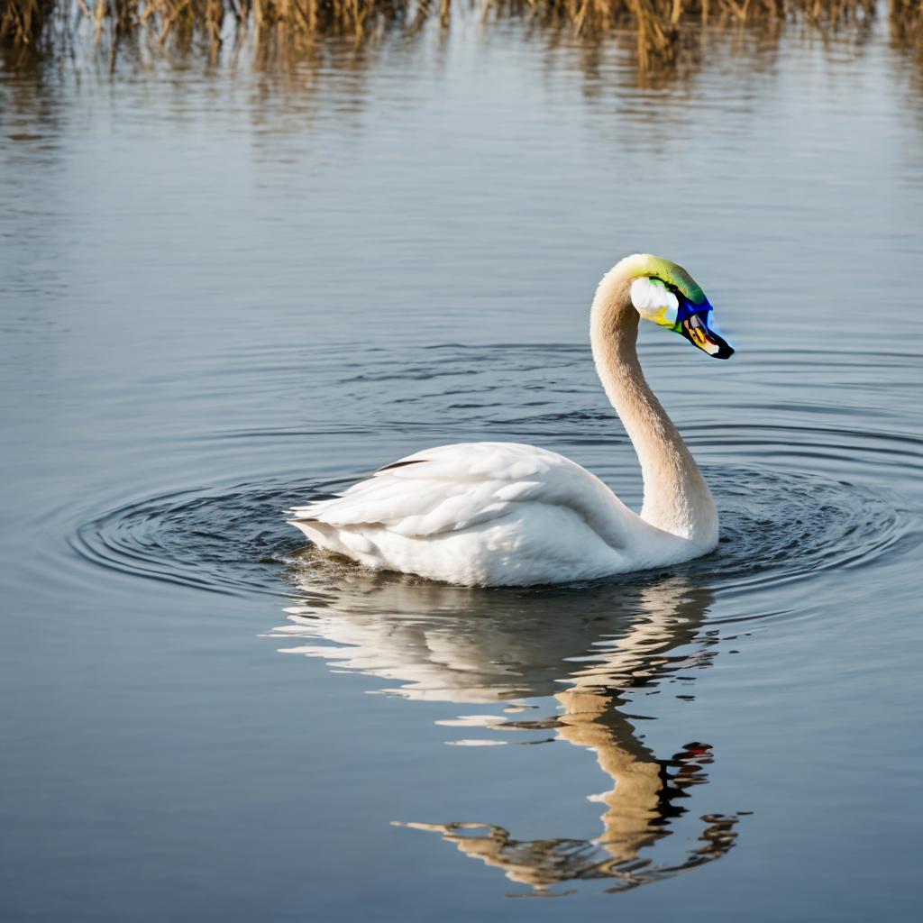 Swan in a river by @ai_generated