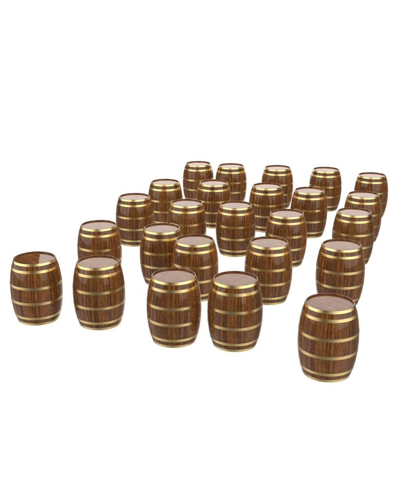 Whiskey barrel close-up scene isolated on background. 3d rendering – illustration Stock Free