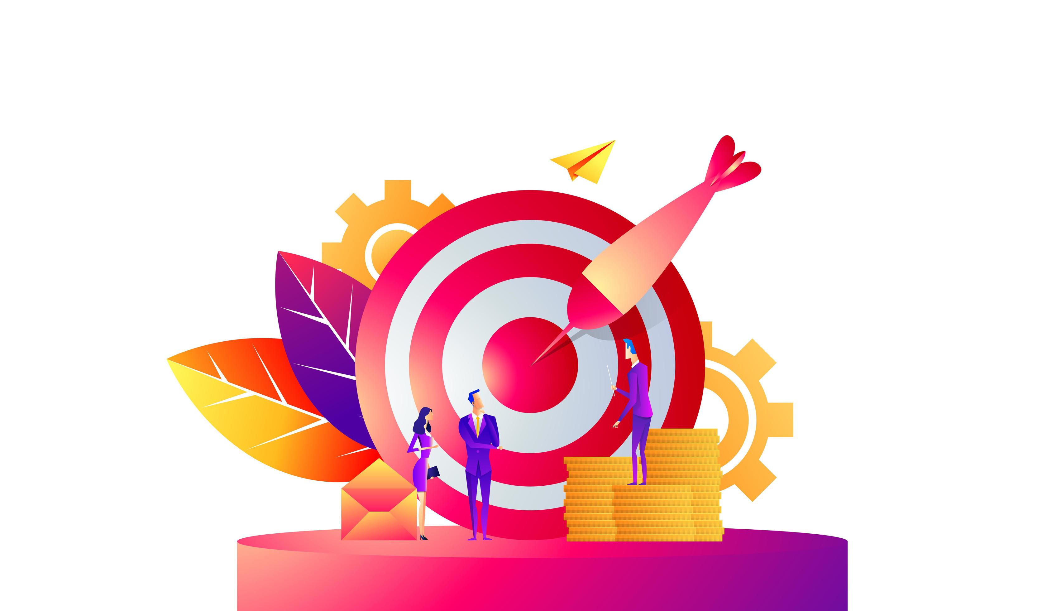 Business concept vector illustration, Target with an arrow, hit the target, goal achievement Stock Free