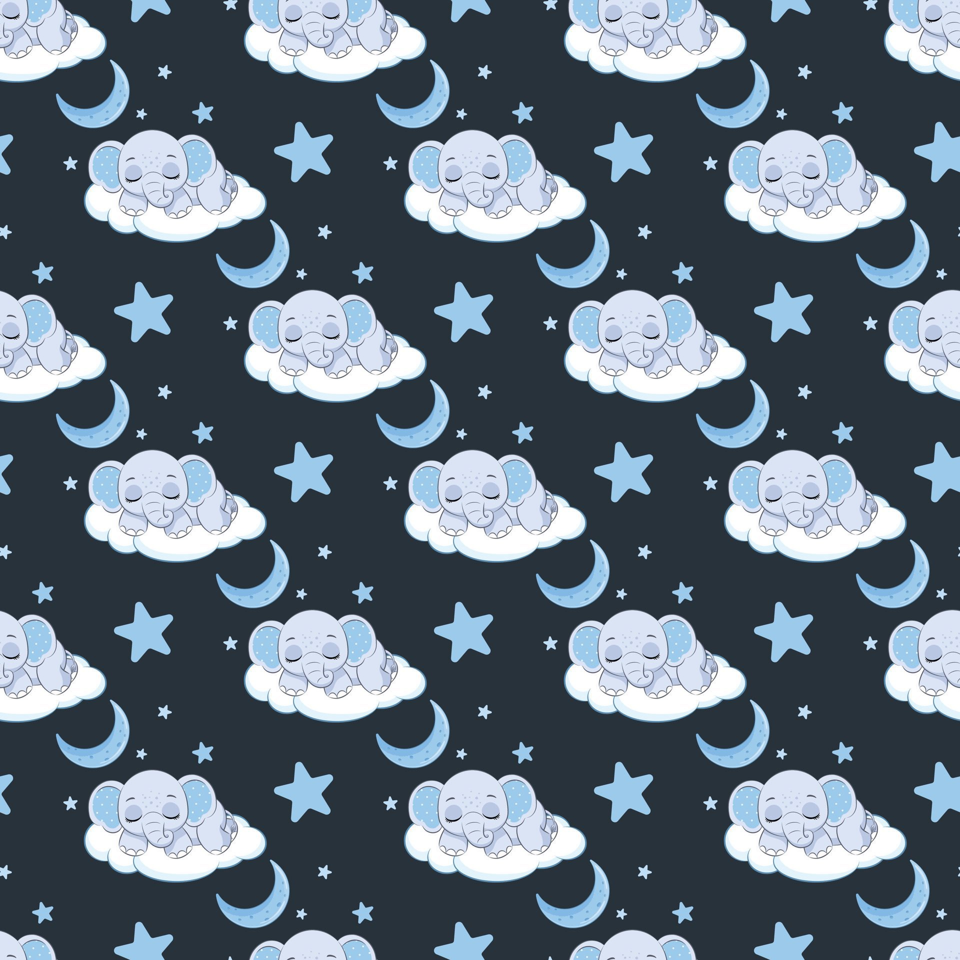 Baby Elephants Seamless Pattern Design Free Vector