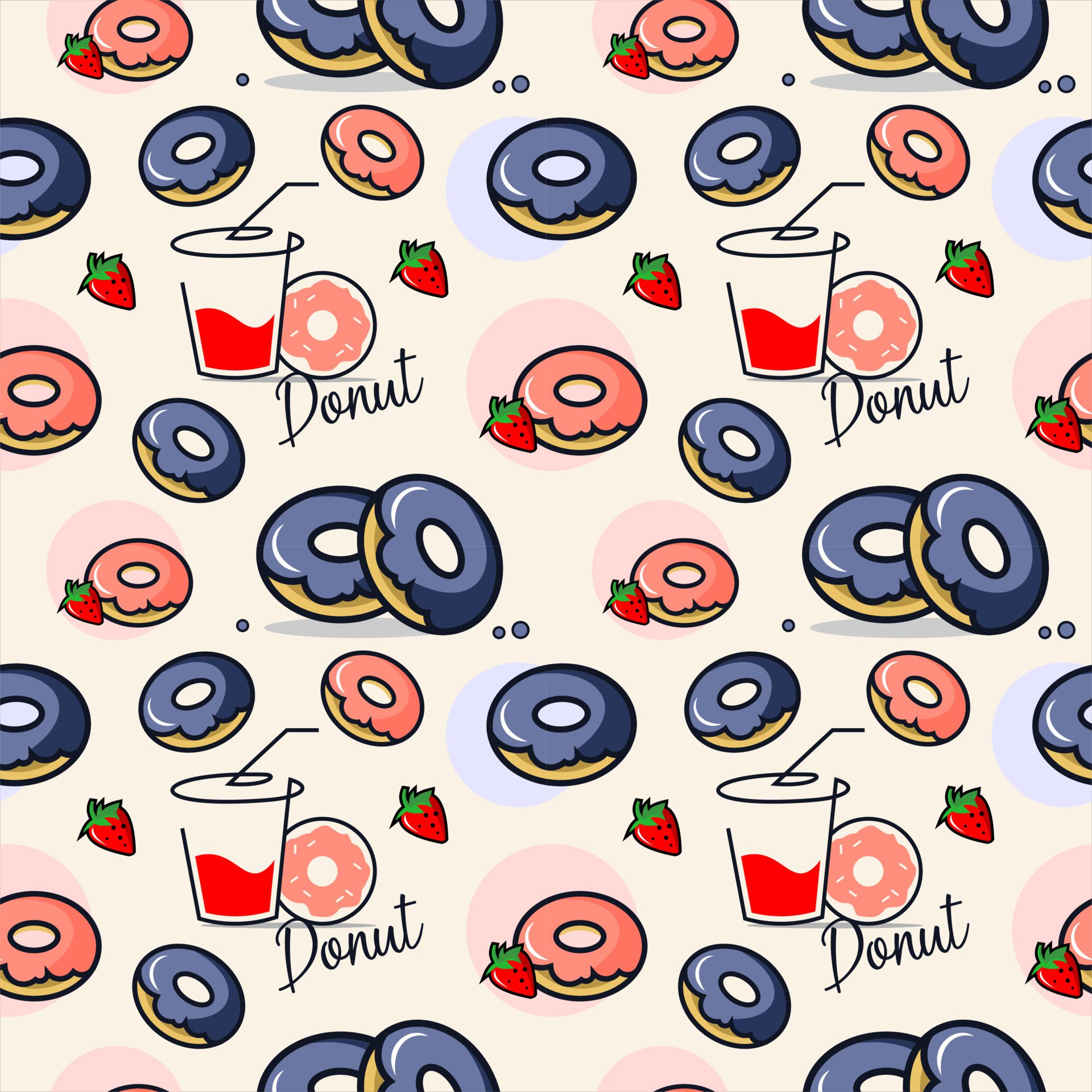 Cartoon donut seamless pattern Free Vector