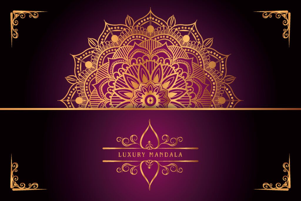 golden mandala design with gradients background Free Vector