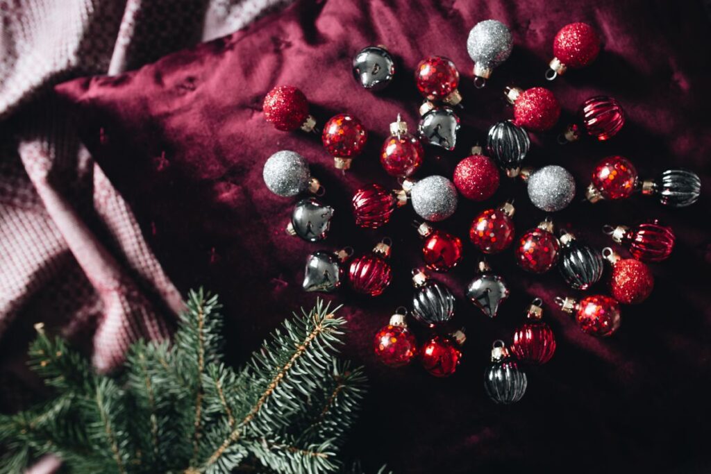 Burgundy Christmas Decorations Stock Free