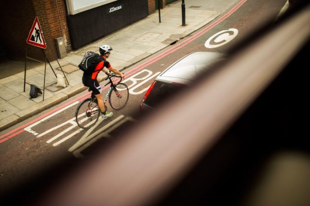 Cycling City Bus Road Stock Free