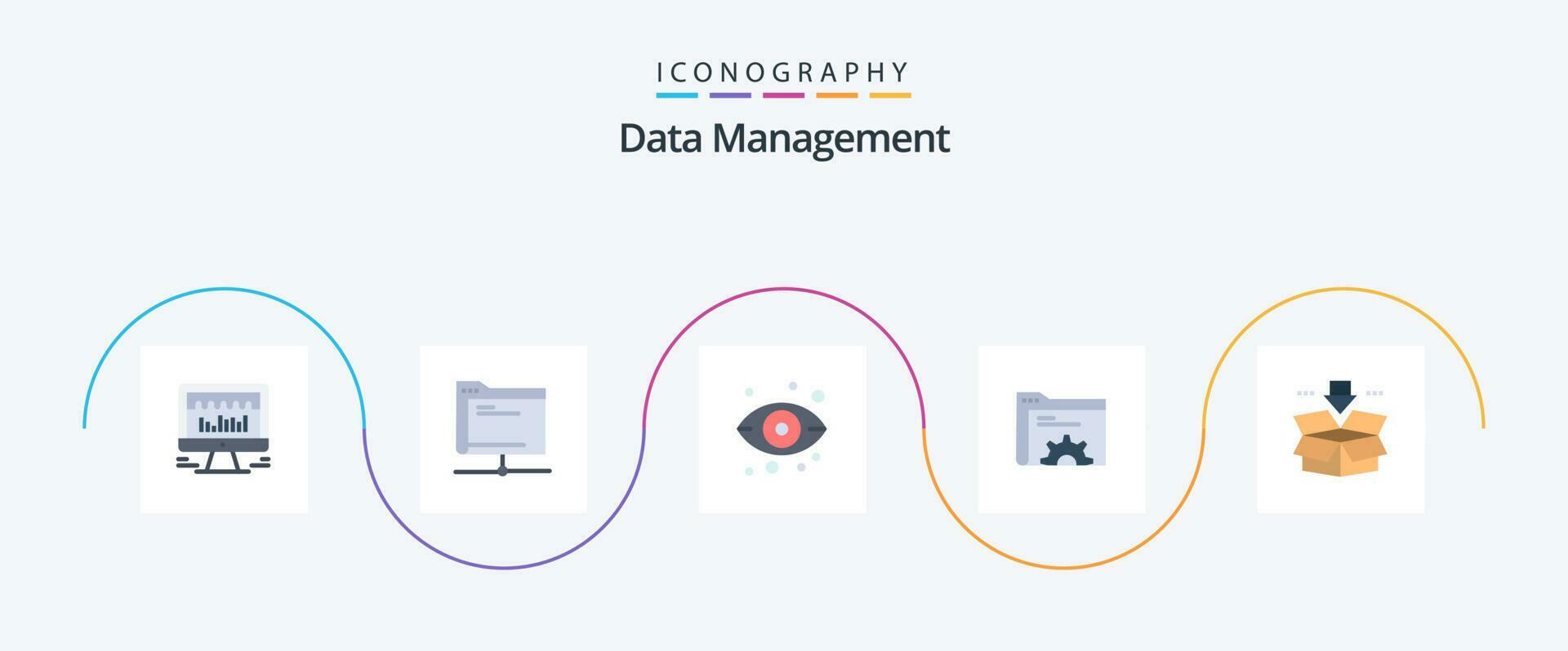 Data Management Flat 5 Icon Pack Including arrow. folder. server. data. view Stock Free