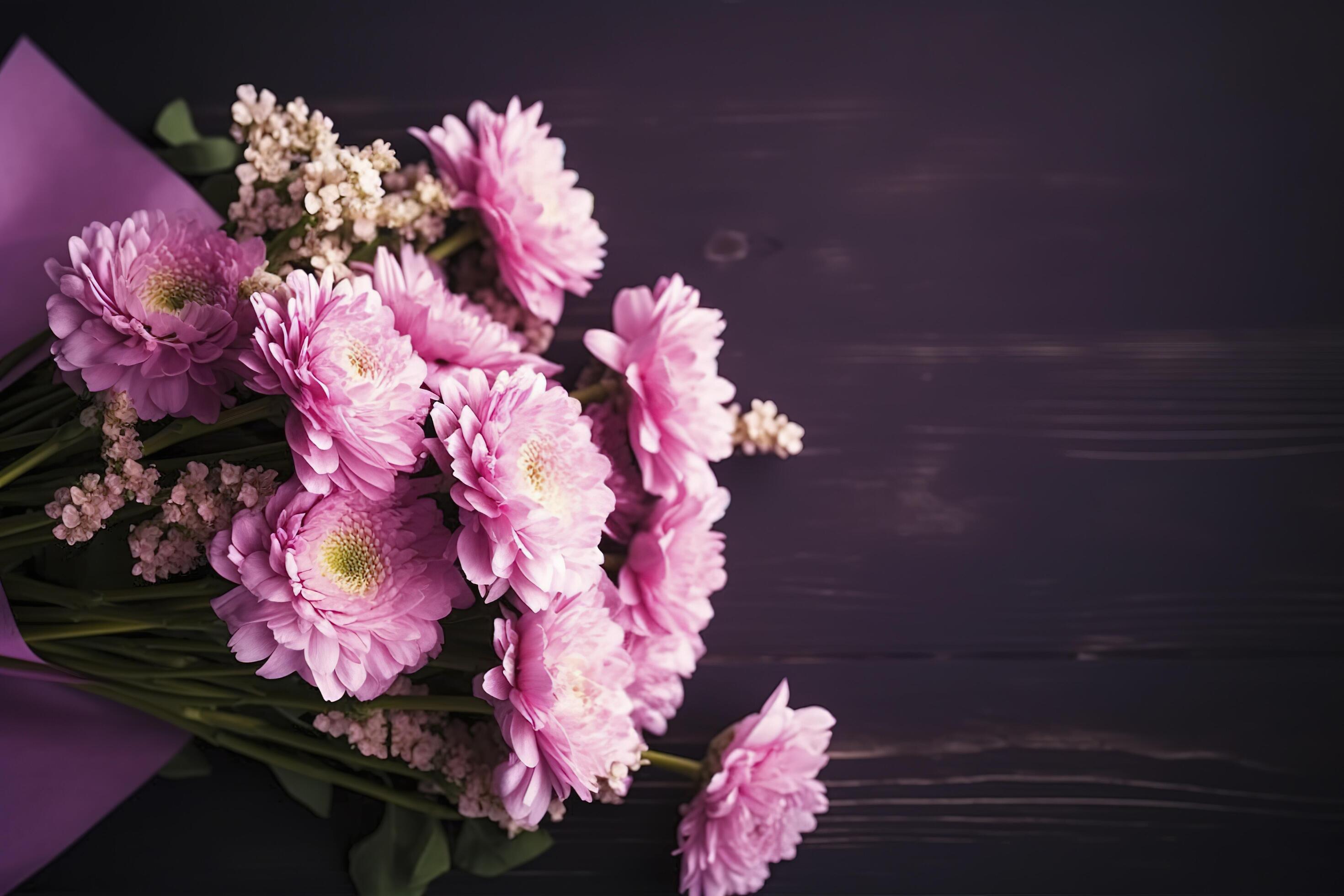 bouquet of pink flowers and copy space , Stock Free