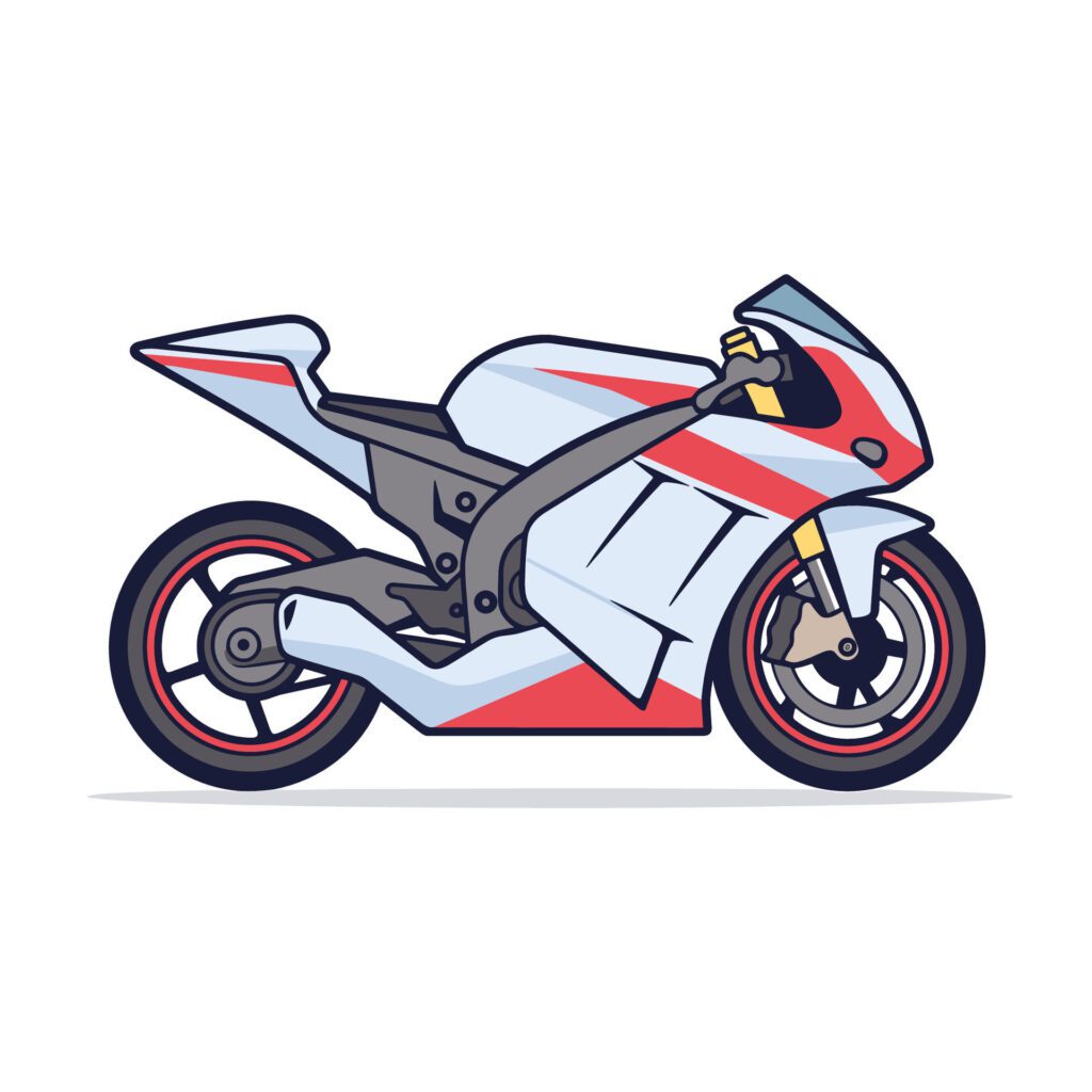 Flat cartoon illustration of motorbike isolated on white background Free Vector