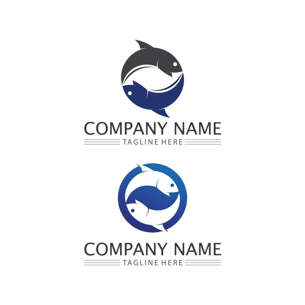 Fish logo template arowana fish beta fish and aquatic animal Stock Free