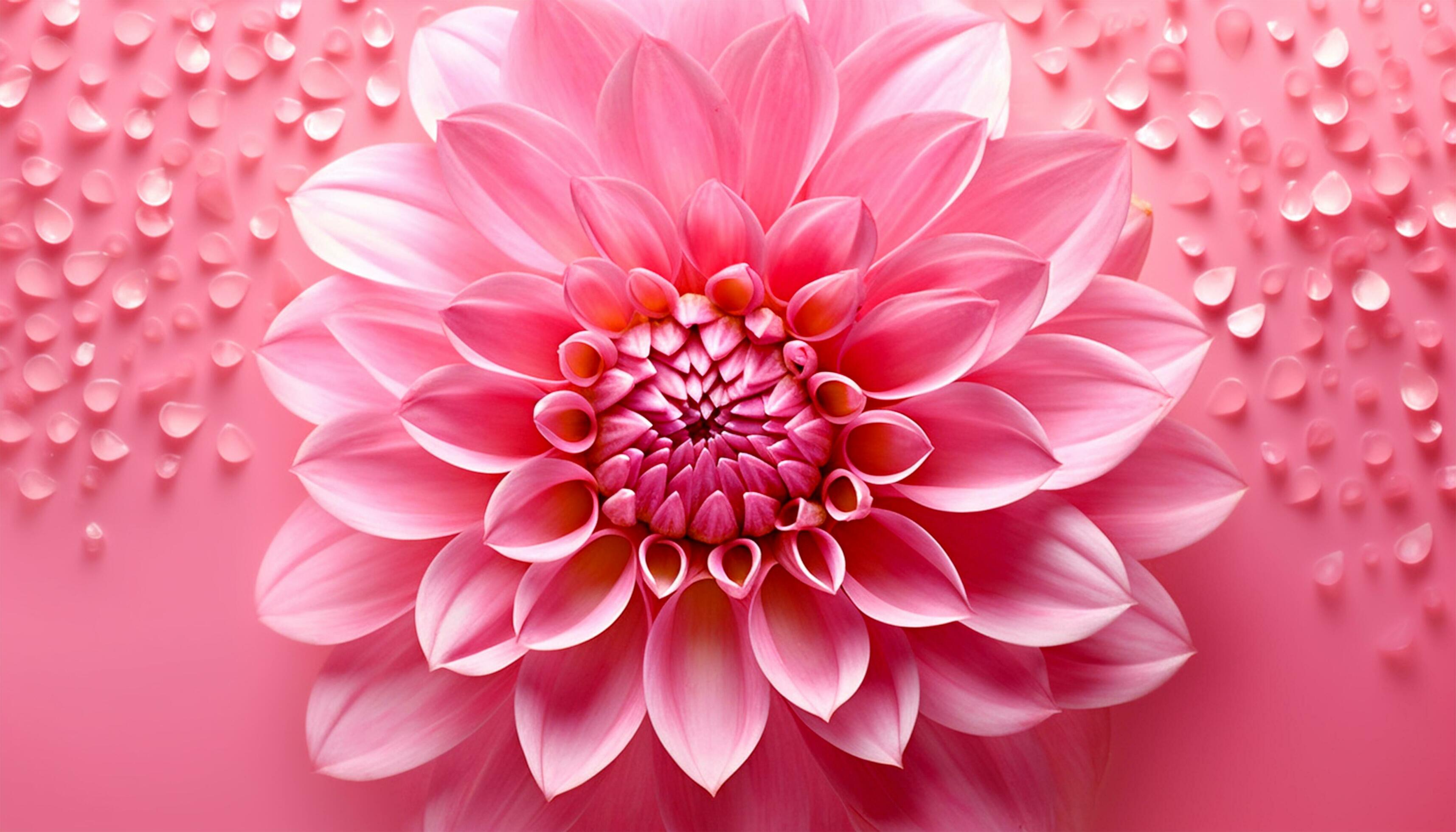 close up of beautiful flower on pink background and copy space, generative ai Stock Free