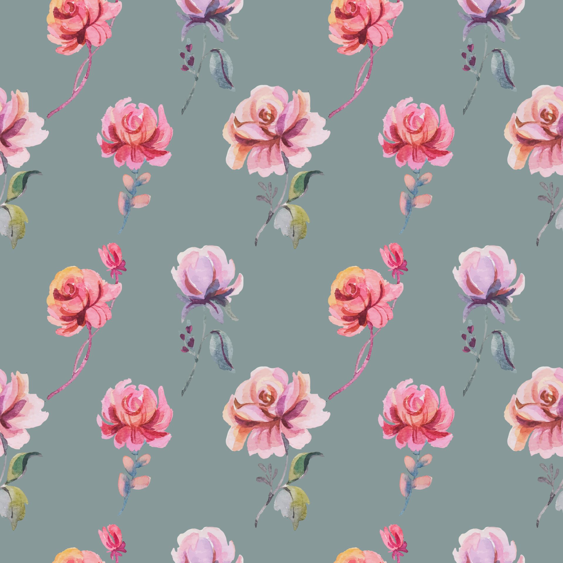 watercolor flower pattern fabric Free Vector