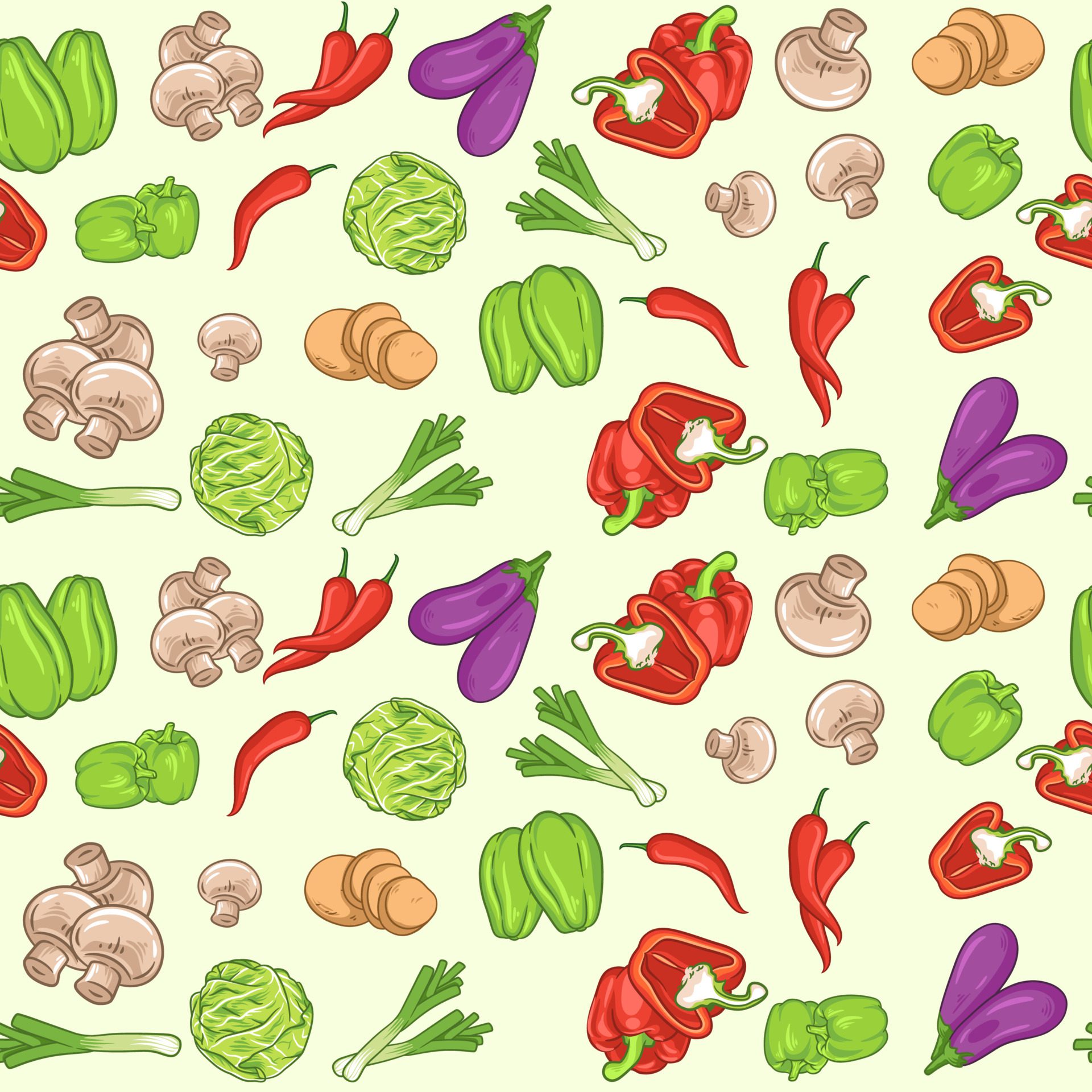 Seamless pattern with fresh vegetables Free Vector