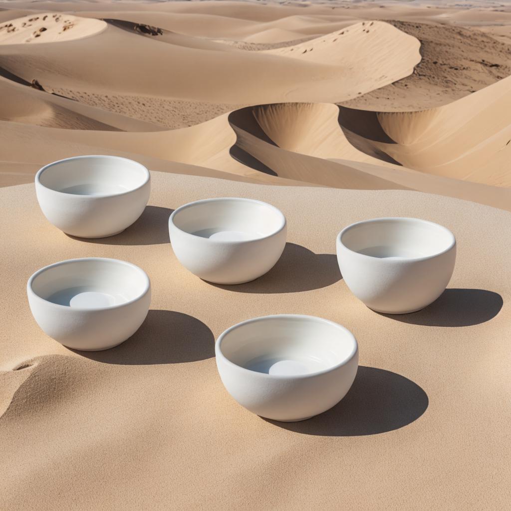 White ceramics in desert by @ai_generated