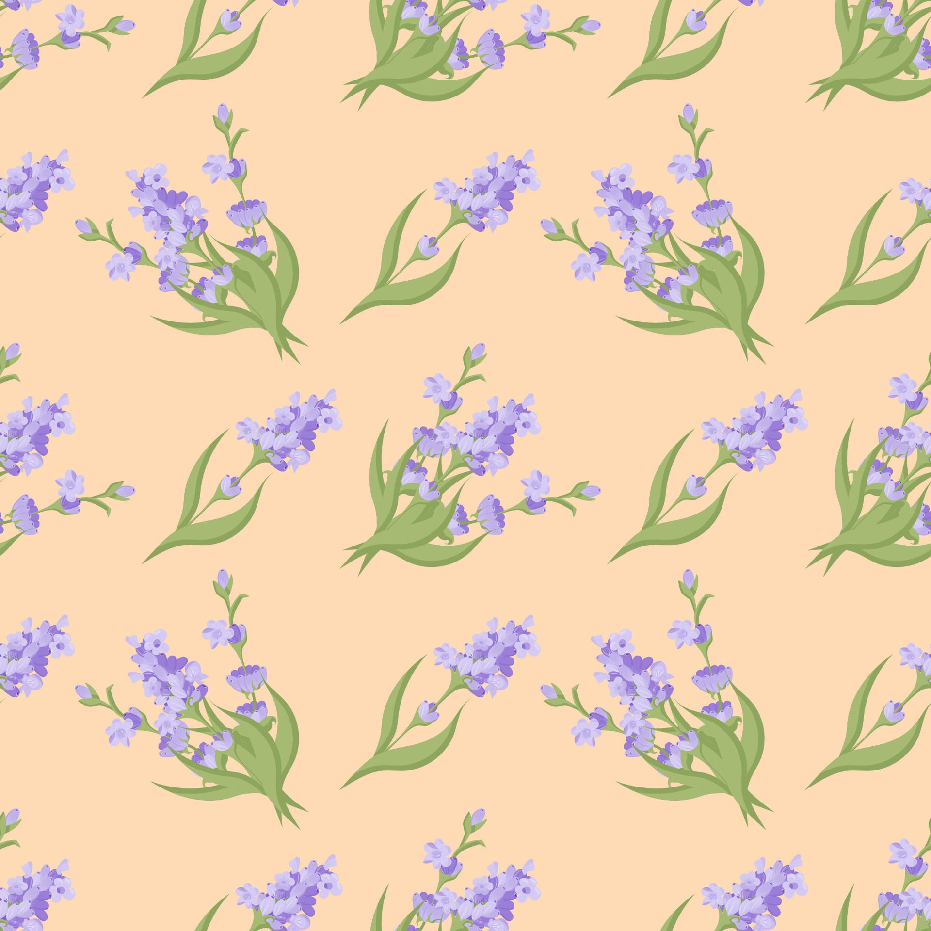 A sprig of lavender. Purple flower. Seamless pattern. illustration. Free Vector