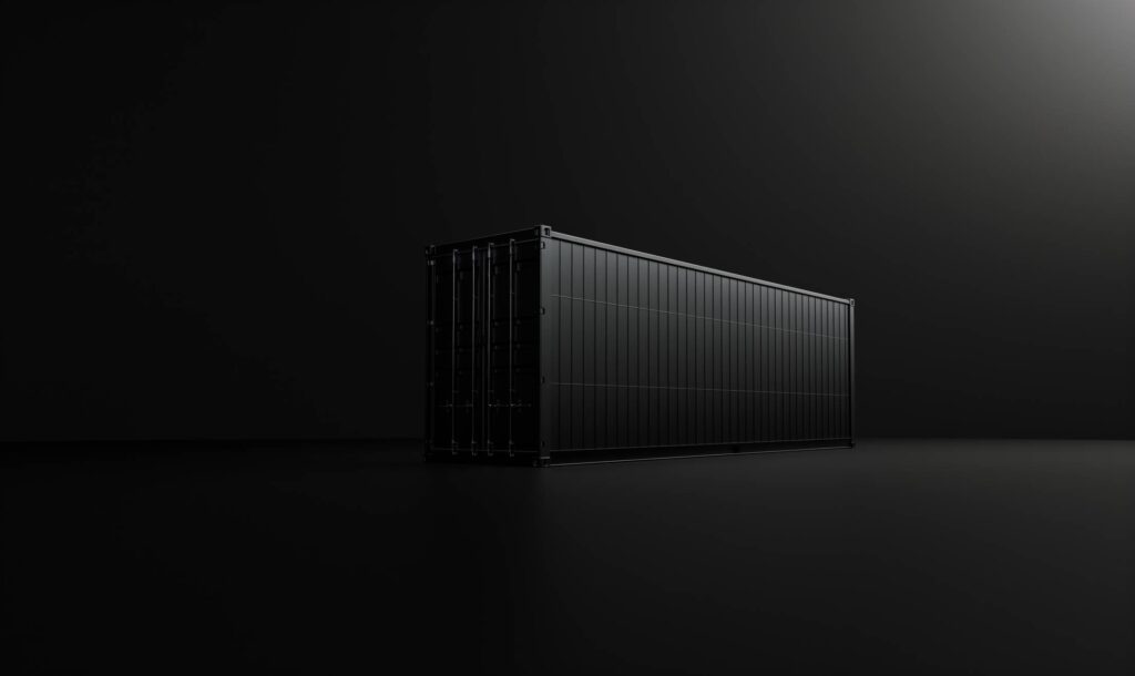 Black 3D Render of a Shipping Container Stock Free